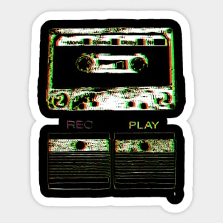 Retro cassette in colour, REC PLAY keys. Sticker